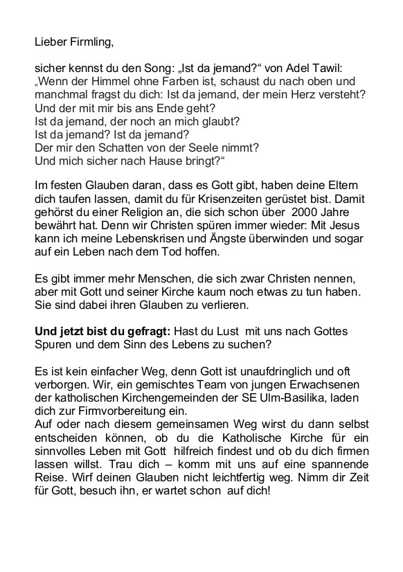 Firmung Anmeldungsbrief 2019-1