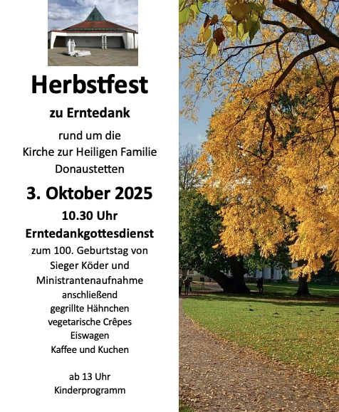 Einladung Herbstfest Hl. Familie